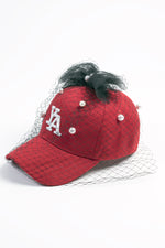 Red and Pearls baseball cap